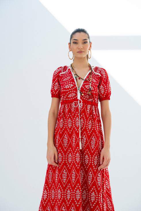 V NECK SHORT SLEEVES DRESS - Barrus London